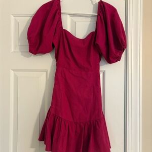 MINKPINK Fuchsia Puff Sleeve Mini Dress